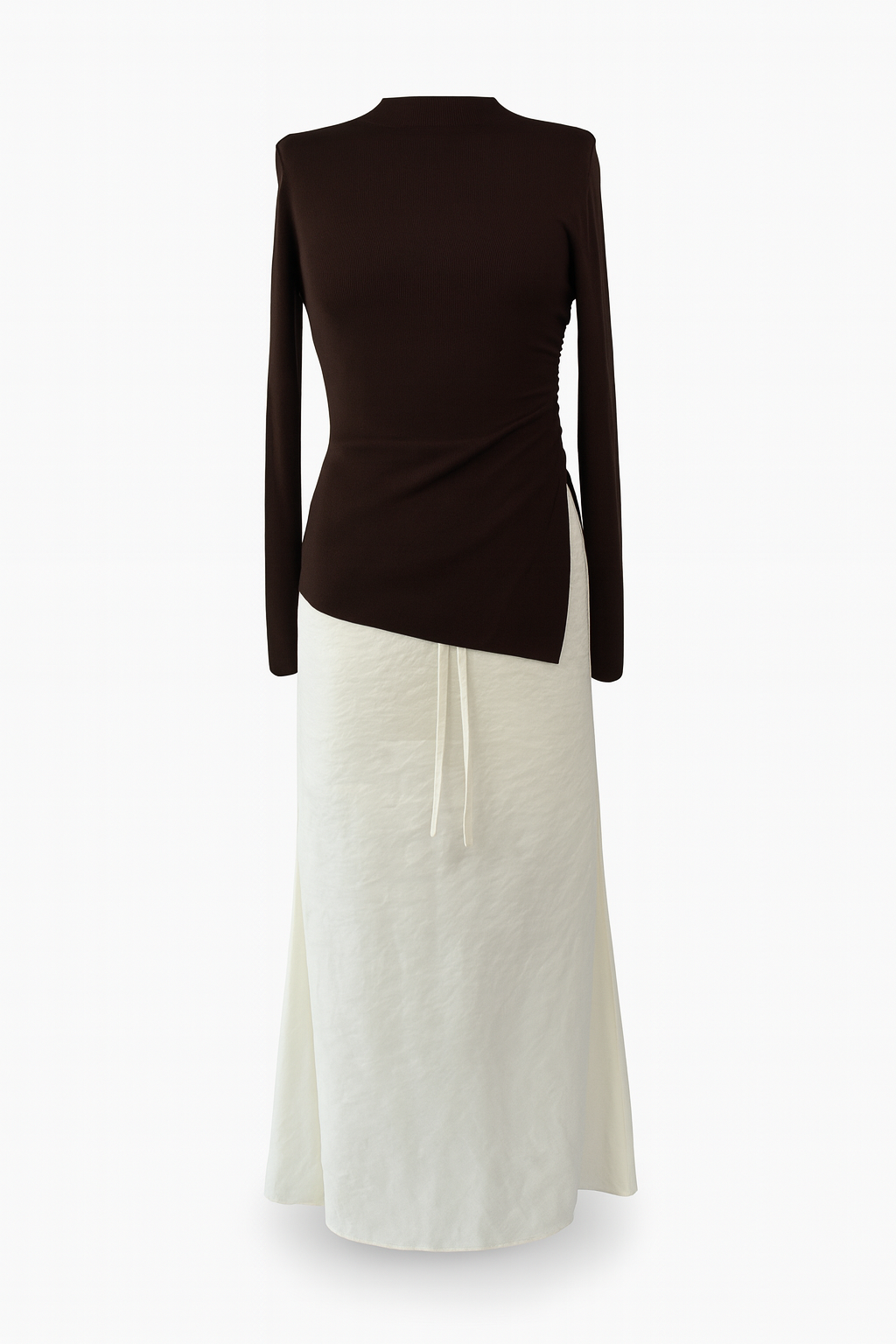 Knitted Asymmetrical Ruched Top