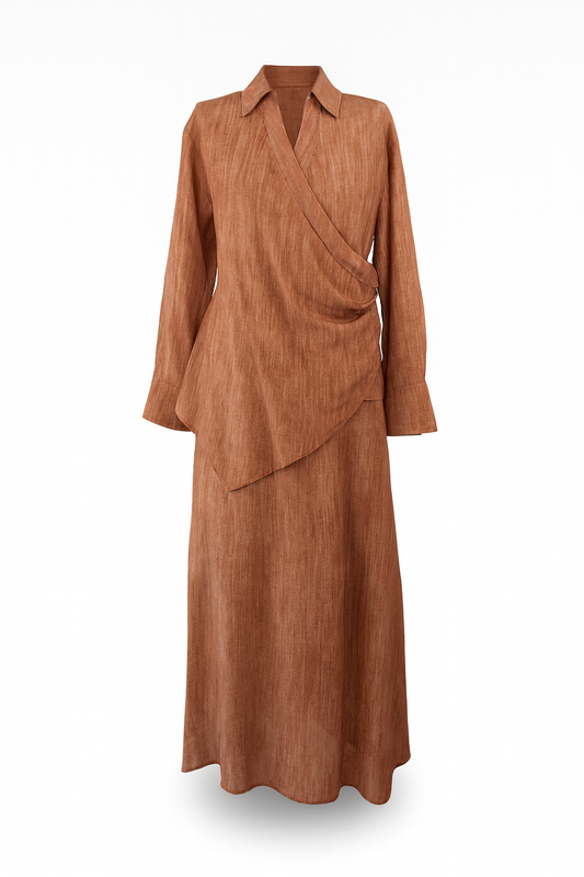 Asymmetrical Wrap Top and Skirt Set