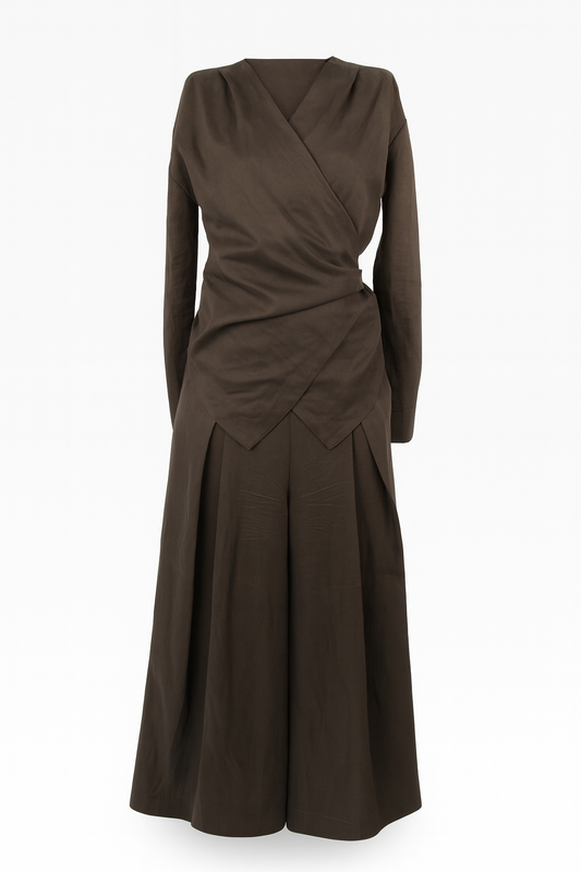 Wrap Top and Wide-Leg Pants Set